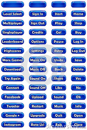 Set of text game buttons in cartoon style Vector Illustration