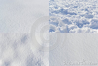 Set of texture of pure snow. Loose and smooth surface Stock Photo