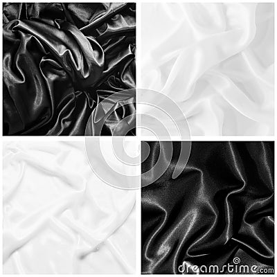 A set of textures of black and white silk Stock Photo