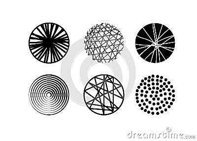 Set of textures in the circle for design. Collection of trendy Hand Drawn circles textures. Vector illustration. Vector Illustration