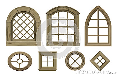 Set of textures of wooden vintage windows vector Vector Illustration