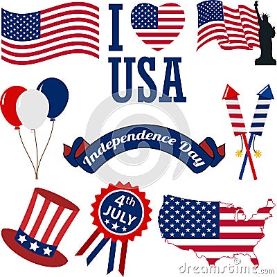 A set of 4th of July Icons in Vector Format Vector Illustration