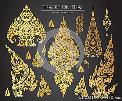 Set of Thai art element, Decorative motifs. Ethnic Art, icon Vector Illustration