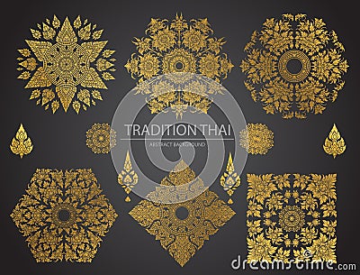 Set of Thai art element, Decorative motifs. Ethnic Art, icon Vector Illustration