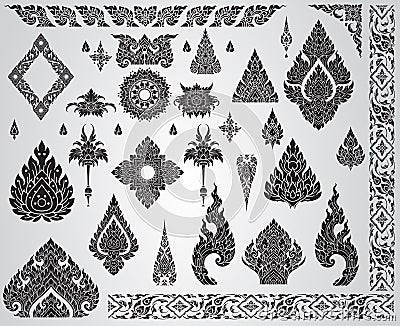 Set of Thai art element, Decorative motifs. Ethnic Art Vector Illustration