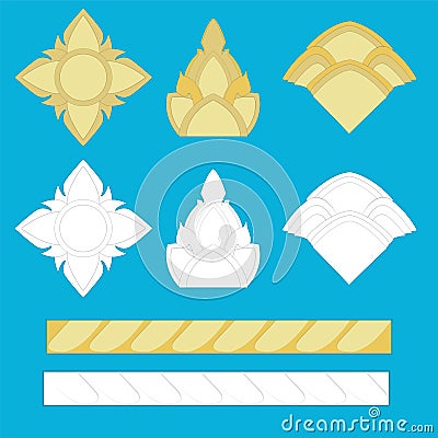 Set of Thai Traditional art decorative paper cut style Stock Photo