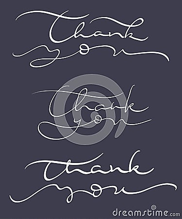 Set of Thank you text on dark background. Calligraphy lettering Vector illustration EPS10 Vector Illustration