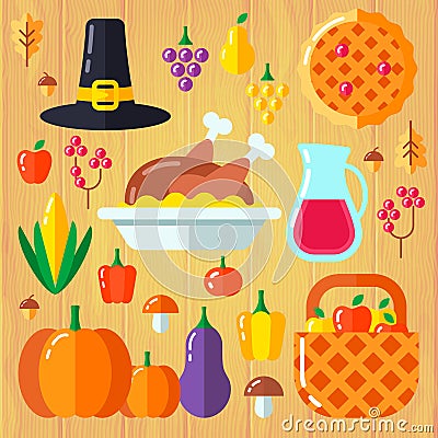 Set for thanksgiving day Vector Illustration