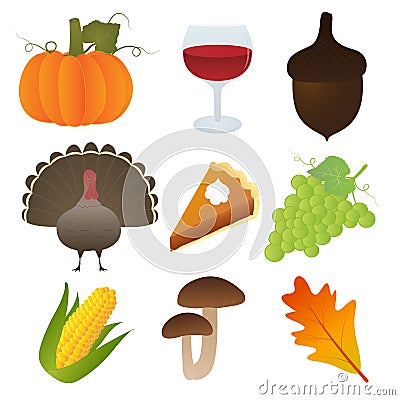 Set of Thanksgiving Icons Vector Illustration