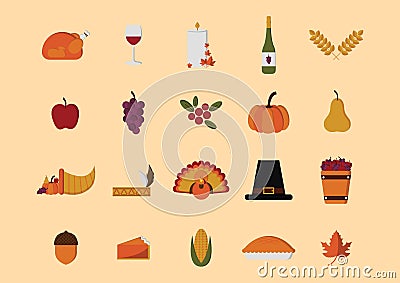 set of thanksgiving icons. Vector illustration decorative design Vector Illustration