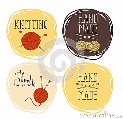 Set on the theme of circular patterns of knitting.It can be used for stickers and labels Vector Illustration