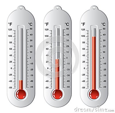 Set of thermometers at different levels, vector Vector Illustration