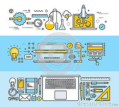 Set of thin line flat design concepts for graphic design, web design and design tools Vector Illustration