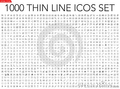 Set of 1000 thin line icons Vector Illustration
