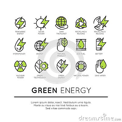 Set of thin line icons of environment Stock Photo