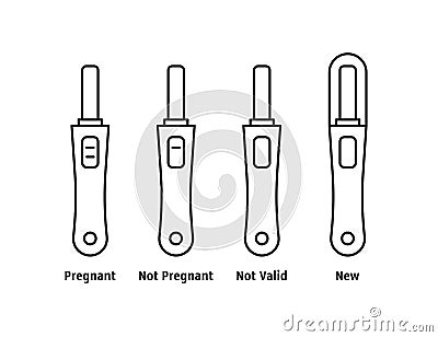 set of thin line pregnancy tests Vector Illustration