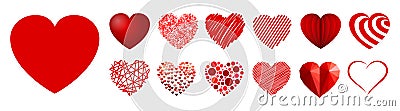 Set of thirteen hearts - vector Vector Illustration