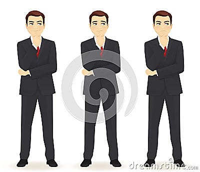 Set of thoughtful business man Vector Illustration