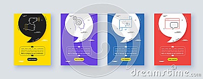 Set of Thoughts, Target path and Electronic thermometer line icons. For design. Vector Vector Illustration