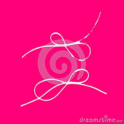 Set of thread scribble bows, double-looped knots. Black line abstract scrawl sketch. Chaotic doodle shapes. Vector EPS10 Vector Illustration