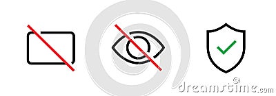 Set of three ad block icons. Editable line vector. Vector Illustration