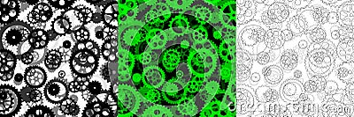 Set of three backgrounds with gears Vector Illustration