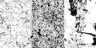 Set of three black and white hand drawn textures for your design. Vector Illustration