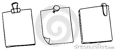Set of three blank post notes Vector Illustration