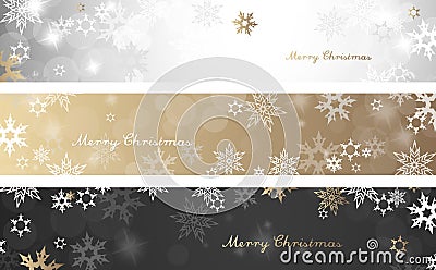 Set of three colorful Christmas background banners Vector Illustration