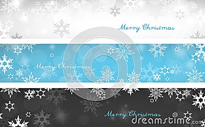 Set of three colorful Christmas background banners Vector Illustration