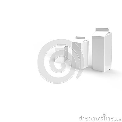 Set of Three Blank Milk Bottles 3D Stock Photo