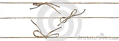 Set of three different string or braided twine tied Stock Photo