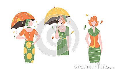 Set of three elegant girls. Vector Illustration