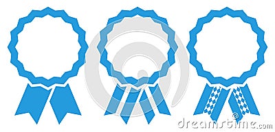 Set Of Three Graphic Oktoberfest Award Badges Frame Blue Vector Illustration