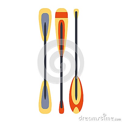 Set Of Three Kayak And Raft Peddles, Part Of Boat And Water Sports Series Of Simple Flat Vector Illustrations Vector Illustration