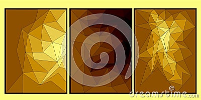 Set three of Luxury geometry wall decor. Gold geometric wall decorations for minimal home. Vector Illustration