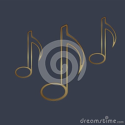 Set of three luxury music symbol, icon, vector musical elements design, vector illustration Cartoon Illustration
