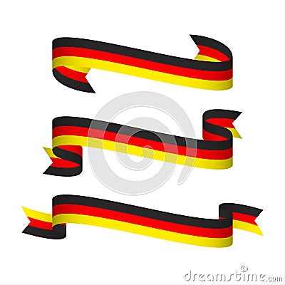 Set of three modern ribbons with the German tricolor Vector Illustration