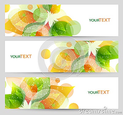 Set of three nature summer vector banners with floral elements. Vector Illustration