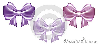 Set of three pastel satin bows wedding collection Stock Photo