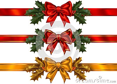 Set of three ribbon decorations for christmas Cartoon Illustration