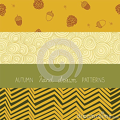 Set of three seamless patterns Vector Illustration