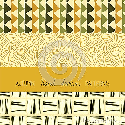 Set of three seamless patterns. Vector Illustration