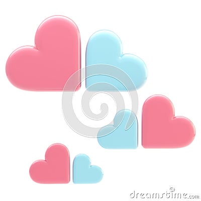 Set of three symbolic clouds made of hearts Stock Photo