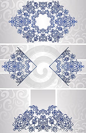 Set of three templates of vintage original cards Vector Illustration