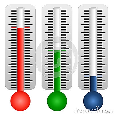 Set of three thermometers Stock Photo