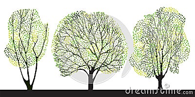 Set of three trees. Vector Illustration