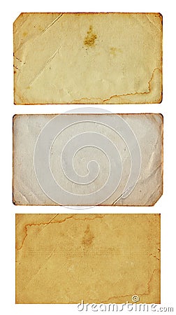 Set of Three Vintage Paper Illustrations on a White Background Stock Photo