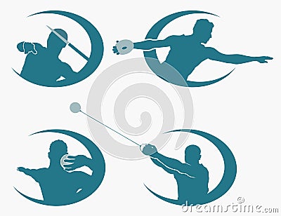 Set of throwing sports symbols Vector Illustration