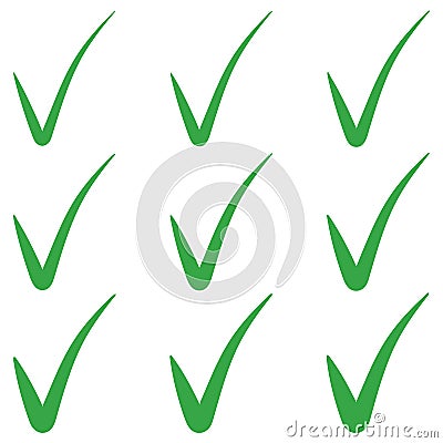 Set tick green checkmark correct mark checkbox, vector tick green checkmark symbol of approval Vector Illustration